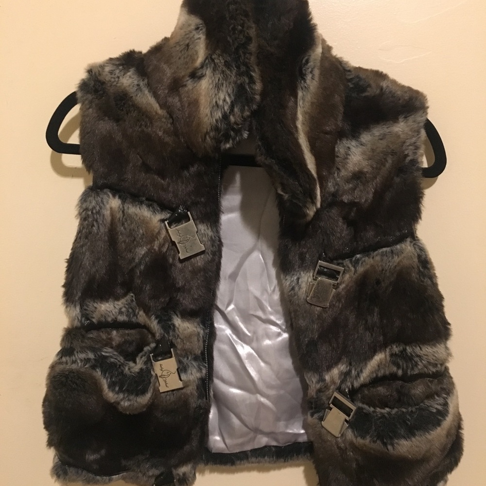 Faux fur silk lined vest